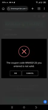 WM450126 coupon verification screenshot