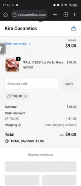 TULI10 coupon verification screenshot