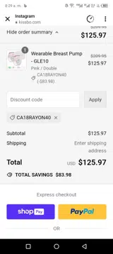 CA18RAYON40 coupon verification screenshot