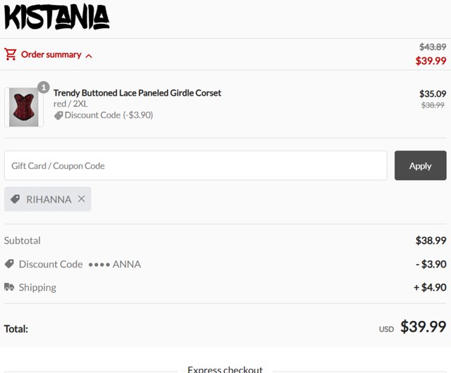 Kistania checkout page showing Kistania coupon code box | Screenshot taken by SimplyCodes community member on Aug 27, 2025