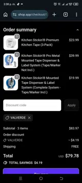 VALVERDE coupon verification screenshot