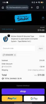 assassin coupon verification screenshot
