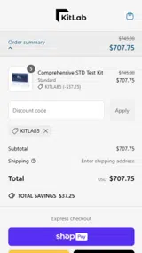 KITLAB5 coupon verification screenshot