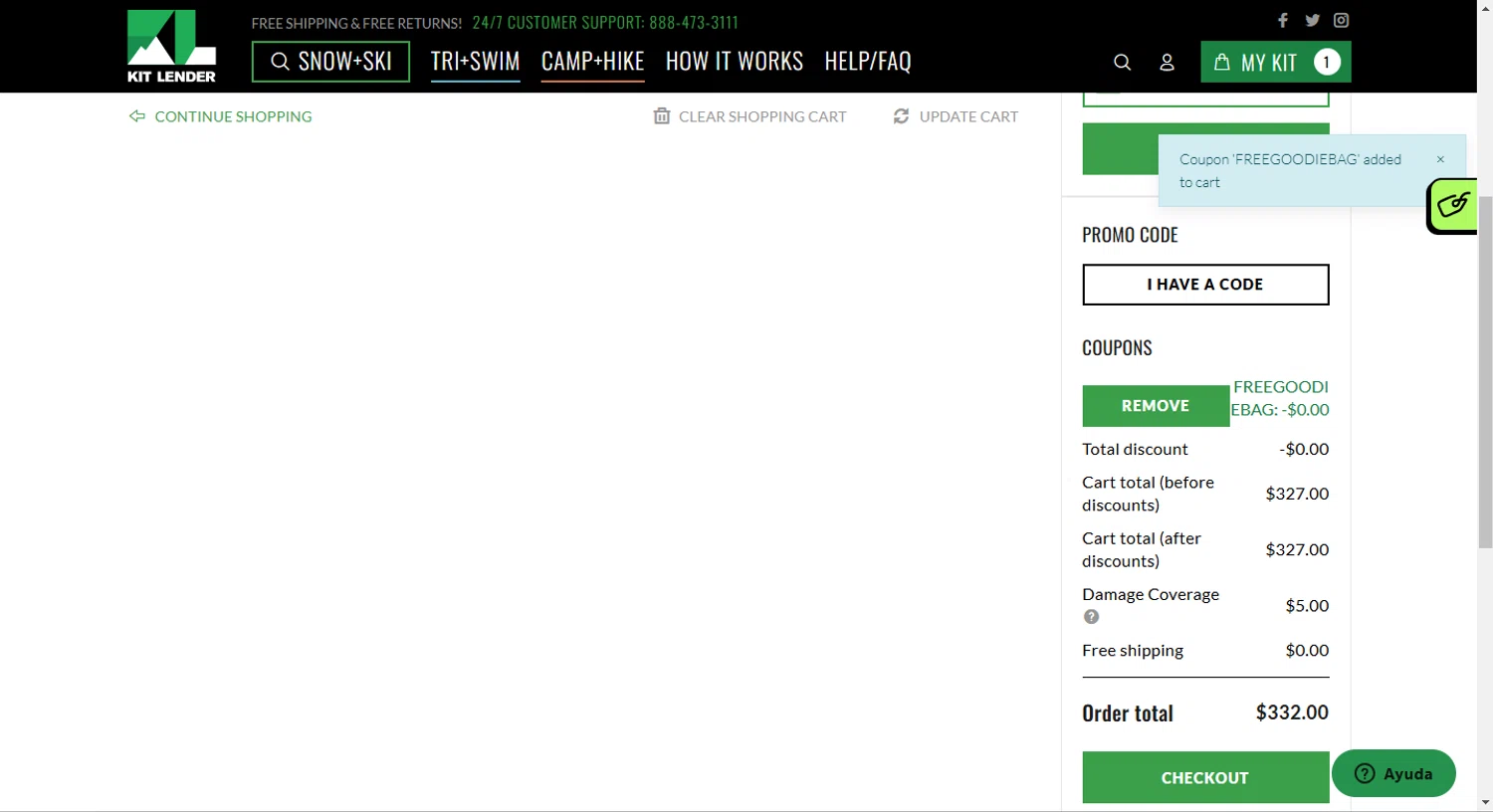 Kit Lender checkout page showing Kit Lender promo code box | Screenshot taken by SimplyCodes community member on Feb 6, 2025