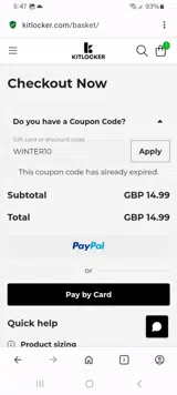 WINTER10 coupon verification screenshot