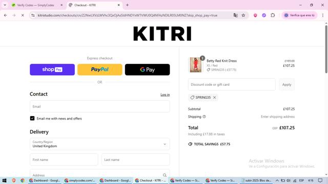 Kitri Studio checkout page showing Kitri Studio discount code box | Screenshot taken by SimplyCodes community member on May 30, 2025