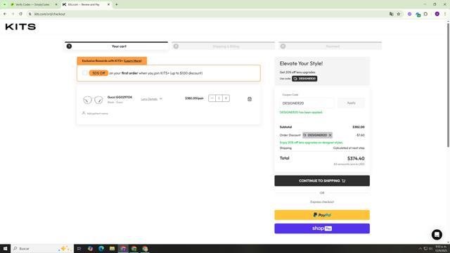 Kits checkout page showing Kits coupon code box | Screenshot taken by SimplyCodes community member on Sep 12, 2025