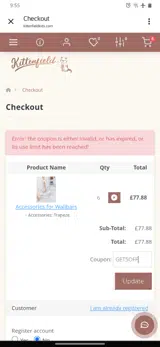 GET5OFF coupon verification screenshot