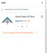 SHARKWEEK10 coupon verification screenshot