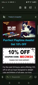 Meow24 coupon verification screenshot