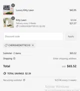CHERISHEDKITTIES10 coupon verification screenshot