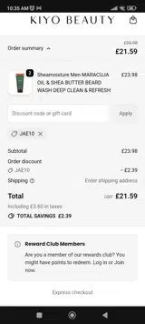 Kiyo Beauty coupon verification screenshot