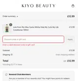 Kiyo Beauty coupon verification screenshot