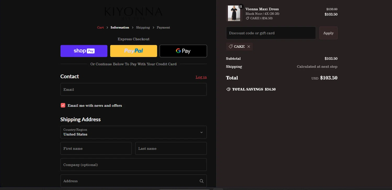 how to use Kiyonna coupons
