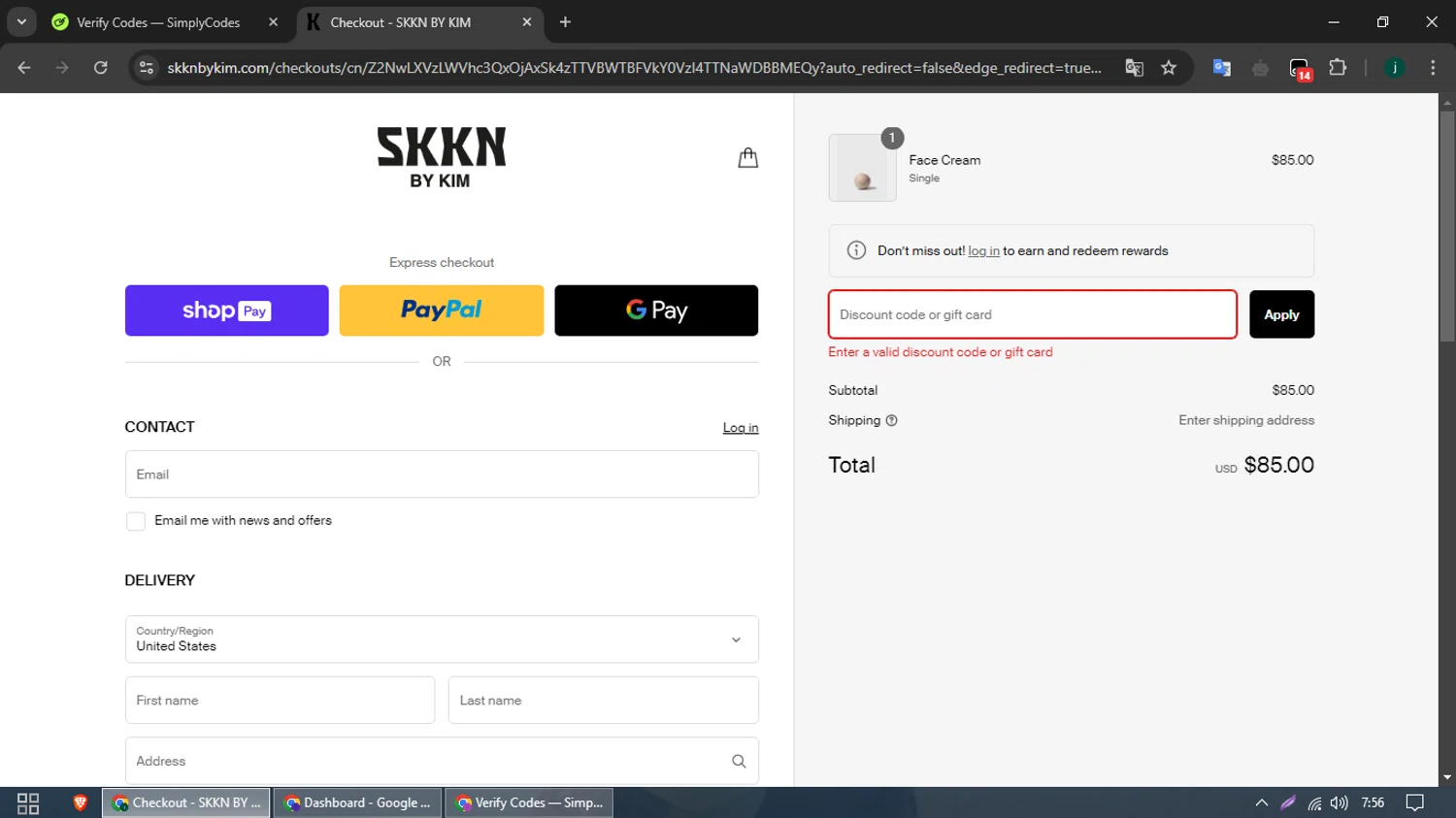 KKW Beauty promo code screenshot showing code Buymoreskkn applied at KKW Beauty checkout page. Uploaded by SimplyCodes community member TreasureSleuth109 on Feb 27, 2025