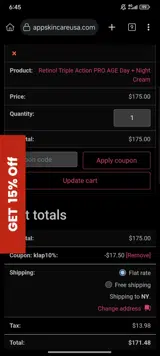 klap10% coupon verification screenshot