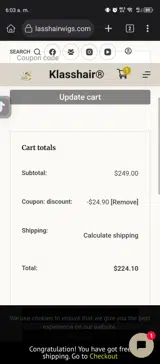 discount coupon verification screenshot