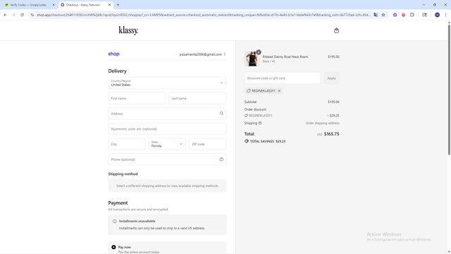 Klassy Network checkout page showing Klassy Network discount code box | Screenshot taken by SimplyCodes community member on Sep 8, 2025