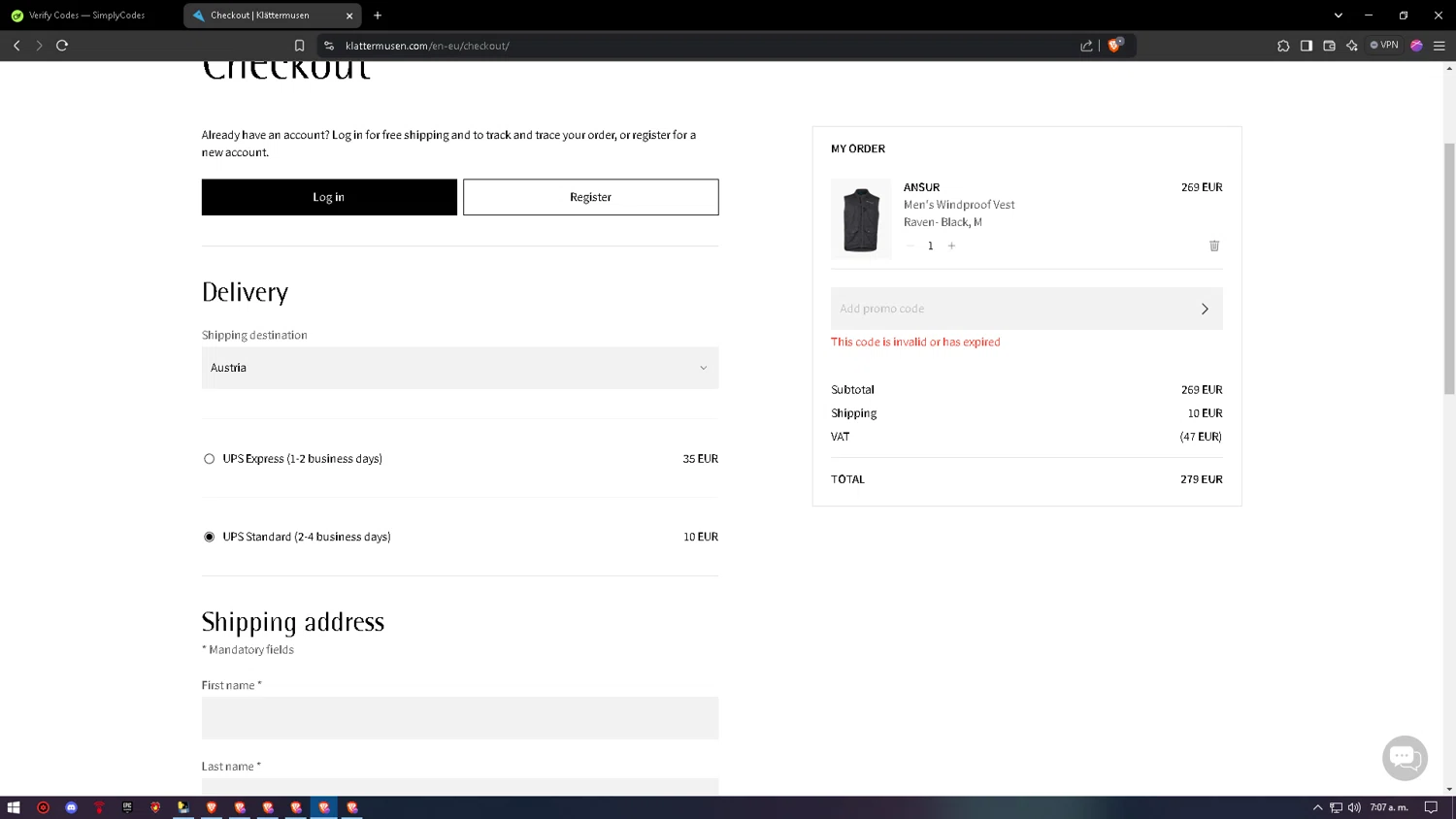 Klattermusen promo code screenshot showing code DEC15OFF applied at Klattermusen checkout page. Uploaded by SimplyCodes community member bakyhatman1020 on Jan 23, 2025
