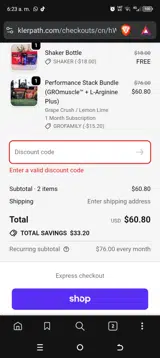 Grolove coupon verification screenshot