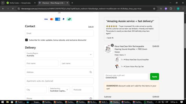 Kleva Range checkout page showing Kleva Range promo code box | Screenshot taken by SimplyCodes community member on Jul 26, 2025