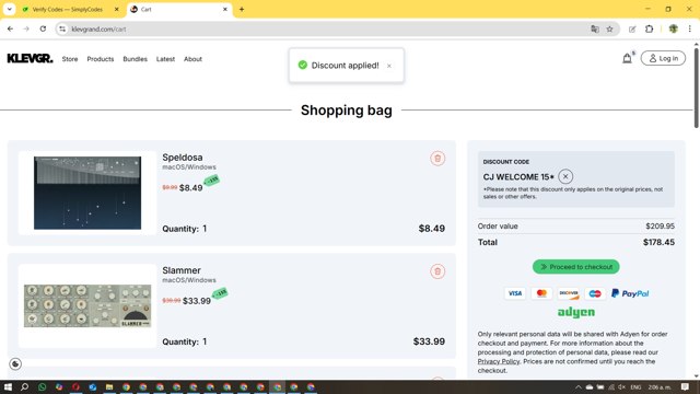 Klevgrand checkout page showing Klevgrand discount code box | Screenshot taken by SimplyCodes community member on Aug 18, 2025