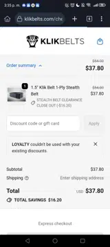 LOYALTY coupon verification screenshot