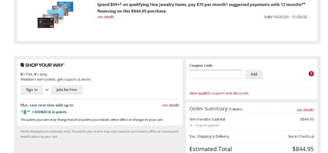 Kmart checkout page showing Kmart promo code box | Screenshot taken by SimplyCodes community member on Apr 1, 2021