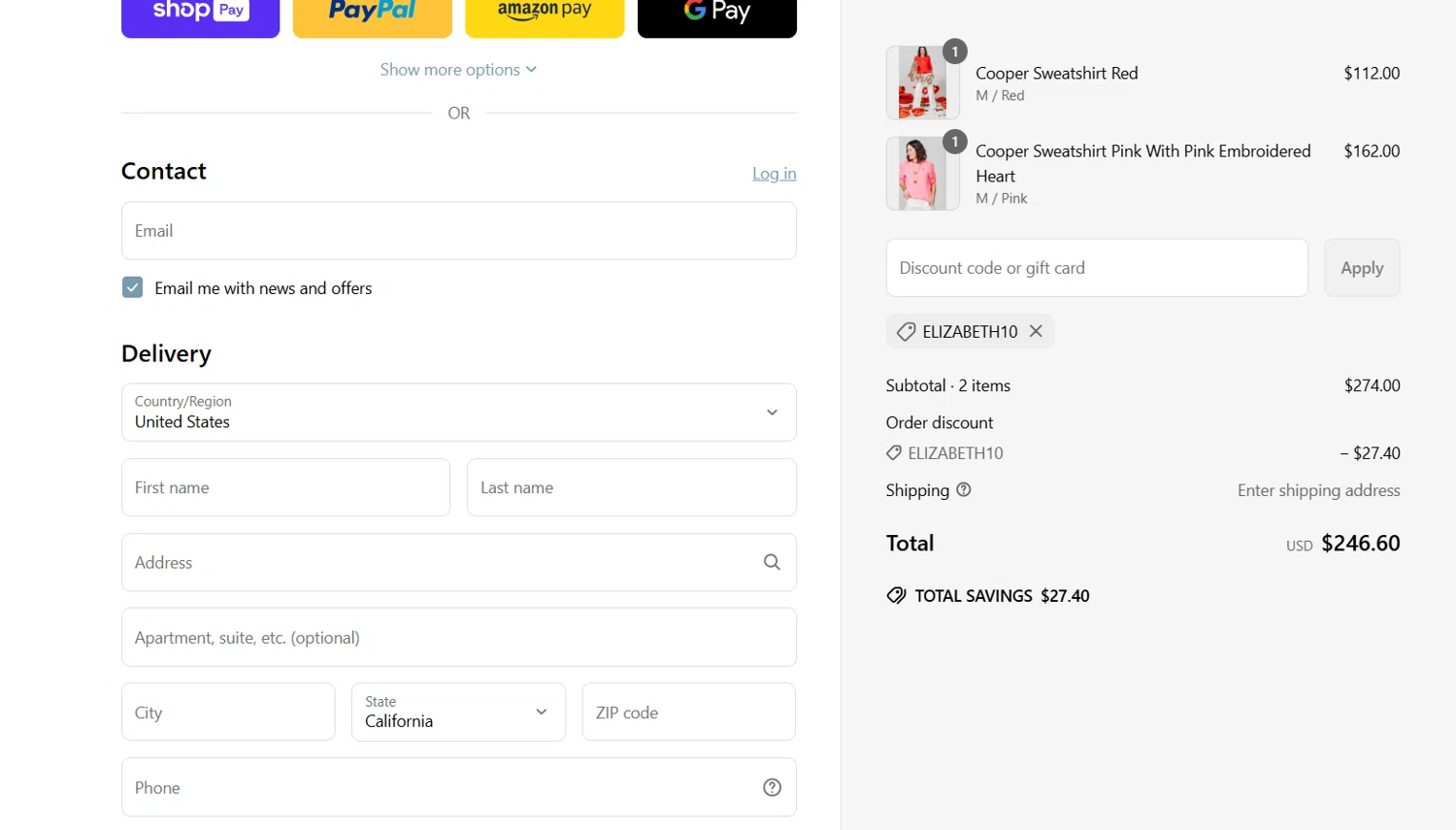 KMJ Kate McHale Jensen promo code screenshot showing code ELIZABETH10 applied at KMJ Kate McHale Jensen checkout page. Uploaded by SimplyCodes community member jade5416625024720 on Mar 18, 2025