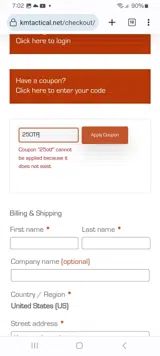 25OTF coupon verification screenshot