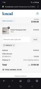 Knead10 coupon verification screenshot