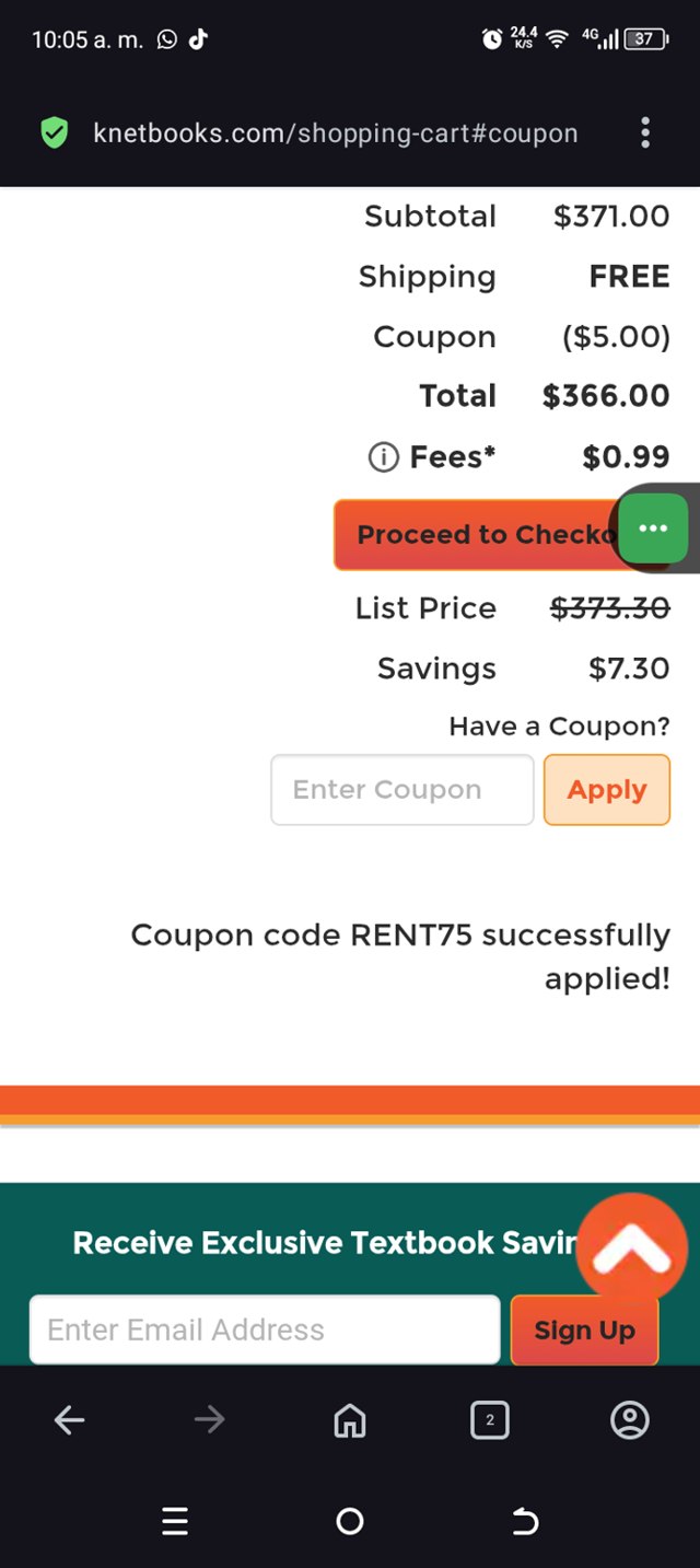 Knetbooks checkout page showing Knetbooks promo code box | Screenshot taken by SimplyCodes community member on Aug 22, 2025