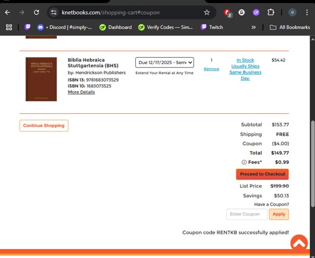 Knetbooks checkout page showing Knetbooks promo code box | Screenshot taken by SimplyCodes community member on Aug 22, 2025