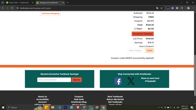 Knetbooks checkout page showing Knetbooks promo code box | Screenshot taken by SimplyCodes community member on Aug 22, 2025