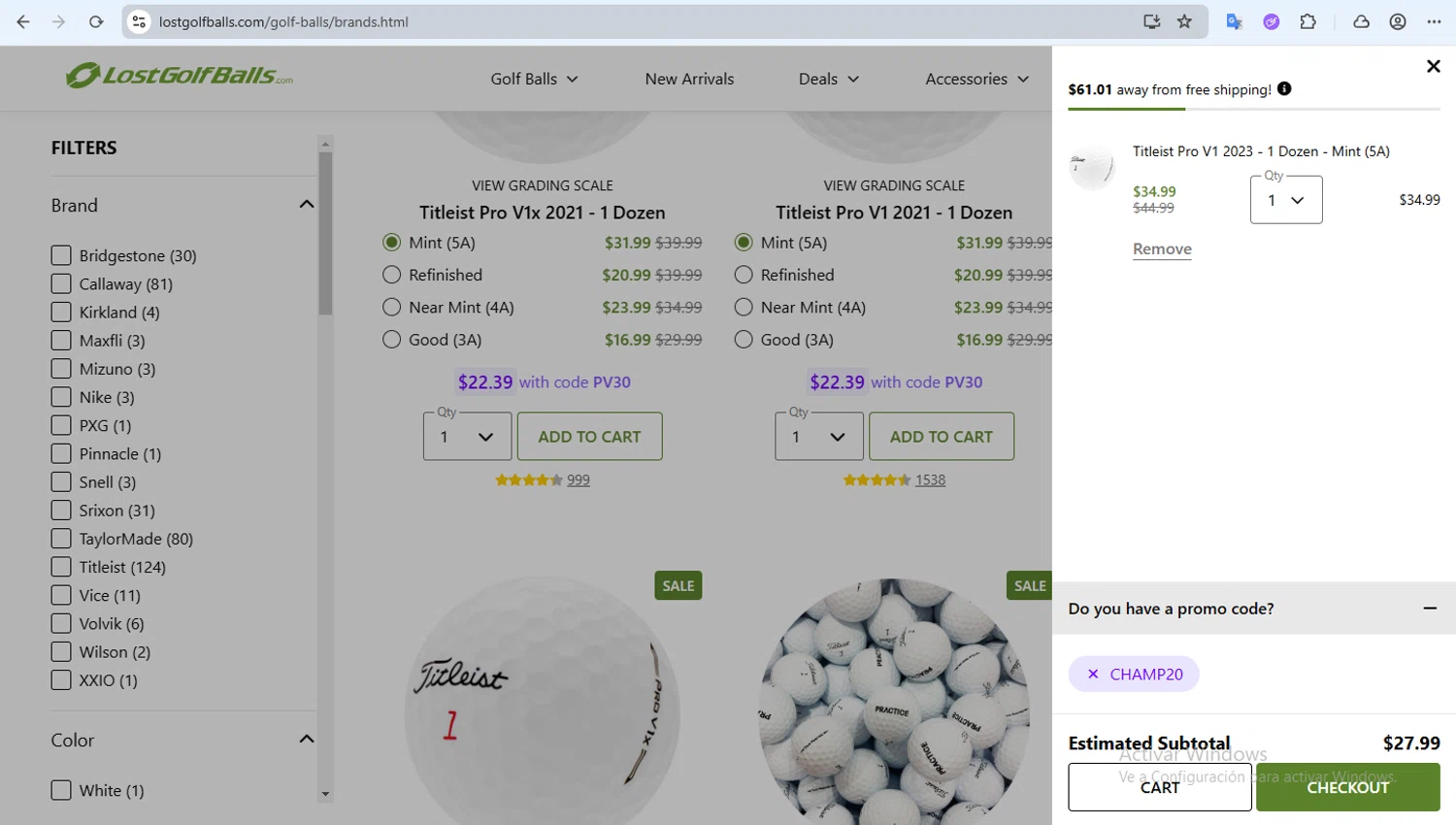 LostGolfBalls.com checkout page showing LostGolfBalls.com promo code box | Screenshot taken by SimplyCodes community member on Feb 8, 2026