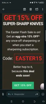 Knife Aid coupon verification screenshot