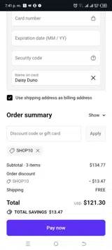 shop10 coupon verification screenshot