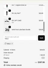 NALA coupon verification screenshot