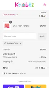 Knobez coupon verification screenshot