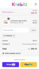 Knobez coupon verification screenshot