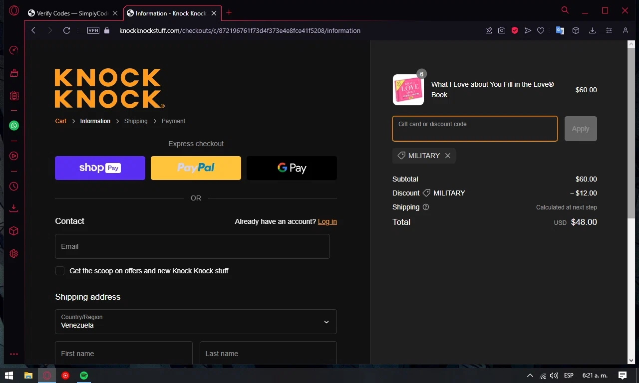 where to use Knock Knock promo code box