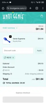 KG10 coupon verification screenshot