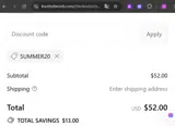 SUMMER20 coupon verification screenshot