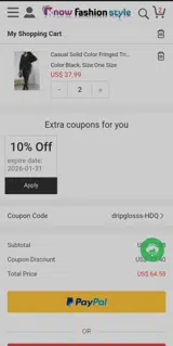 GLOSSS15 coupon verification screenshot
