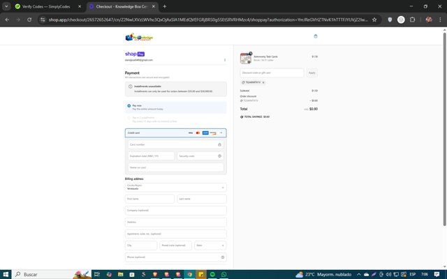 Knowledge Box Central checkout page showing Knowledge Box Central coupon code box | Screenshot taken by SimplyCodes community member on Mar 12, 2025