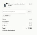 Koa Kava coupon verification screenshot
