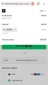 15FORU coupon verification screenshot