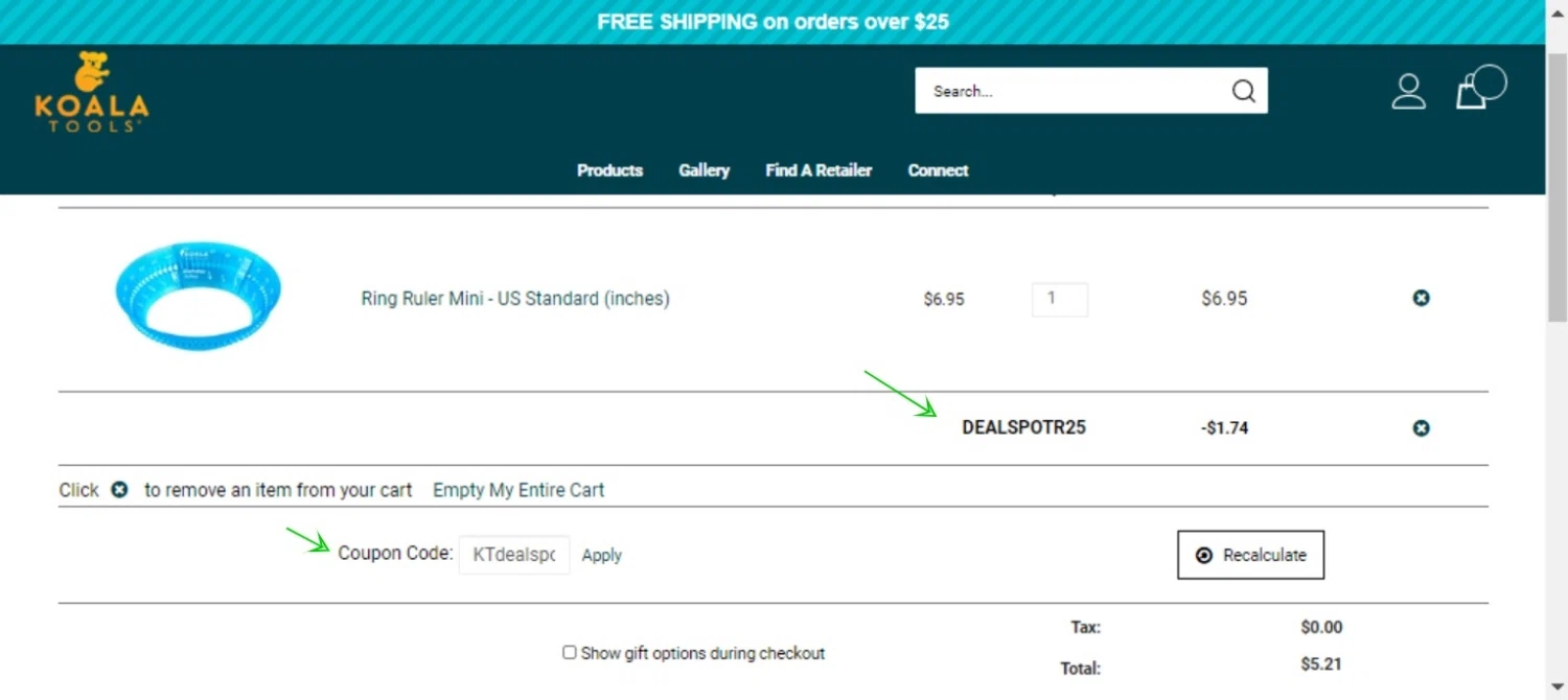Koala Tools checkout page showing Koala Tools promo code box | Screenshot taken by SimplyCodes community member on Oct 22, 2020
