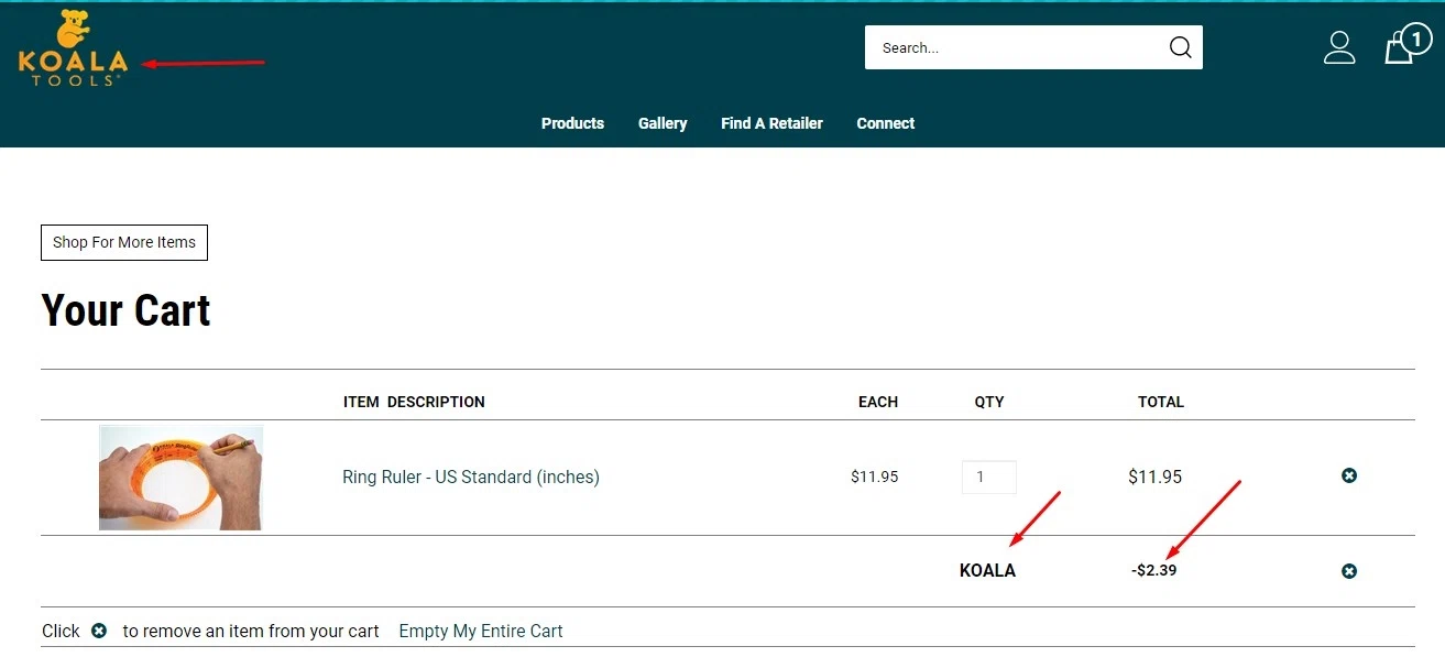 Koala Tools checkout page showing Koala Tools promo code box | Screenshot taken by SimplyCodes community member on Mar 20, 2021