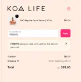 FREEVITC coupon verification screenshot